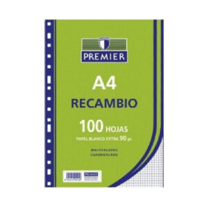 C515 Recambio A-4 100 Hojas 90 grs 4 Taladros Cuadro 4 mm