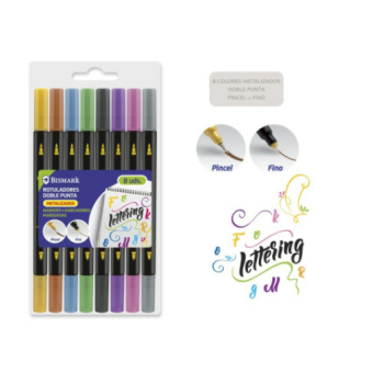 Caja de 8 Rotuladores Doble Punta Metalizado