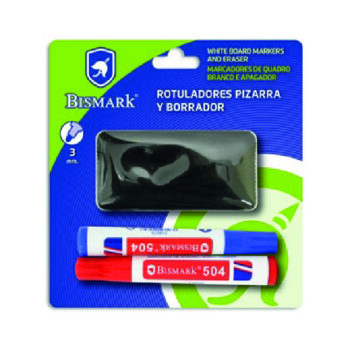 Blister Rotulador Bismark Set 2 Rotuladores Pizarra + Borrador