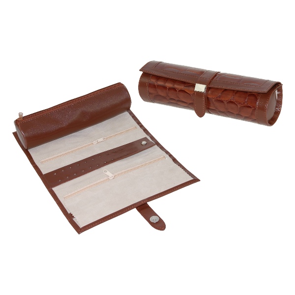 11 Joyero Viaje Redondo Coco Marrón