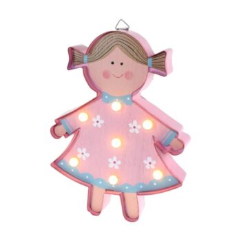 Muñeca Metal Rosa Con Luz Grande