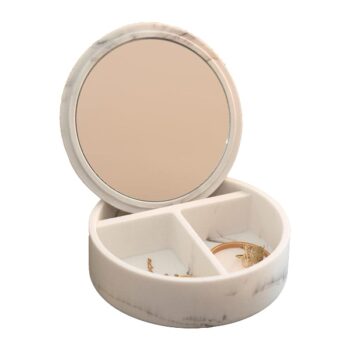 Joyero Redondo Carrara 14 cm C/Espejo