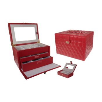 Joyero Grande Acolchado Rojo