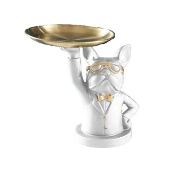 Figura Bulldog 23 CM Resina C/Bandeja