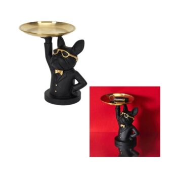 Figura Bulldog 23 CM Resina C/Bandeja