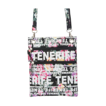 Bolso Pasaporte Flowers Tenerife Negro/Blanco/Multi.
