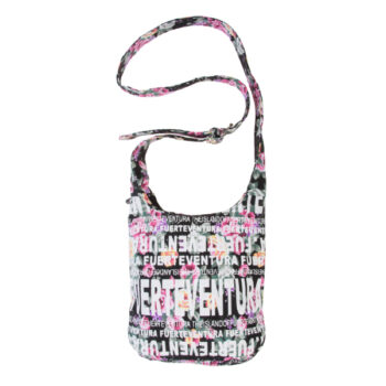 Bolso Saco Flowers Peq. Fuerteventura Negro/Blanco/Multi.