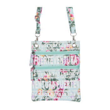 Bolso Pasaporte Flowers Fuerteventura Celeste/Blanco/Multi.