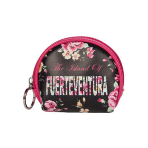 BS989-A Monedero Redondo Flores Fuerteventura Negro