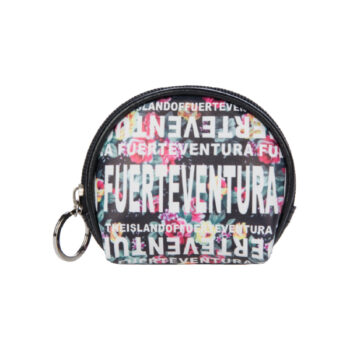 Monedero Redondo Flores Fuerteventura Negro/Blanco/Multi.
