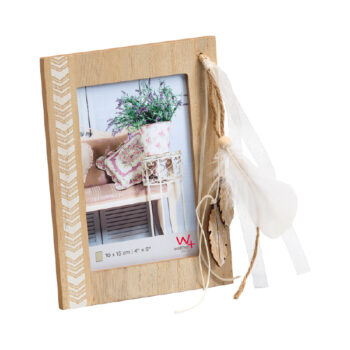 Portafotos Madera Decorado Plumas