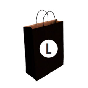 02103019 Bolsa Kraft Color Negro Tamaño "L" 32+14x40 cm