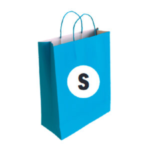 02104026 Bolsa Celulosa Color Celeste Tamaño "S" 24+10×32 cm