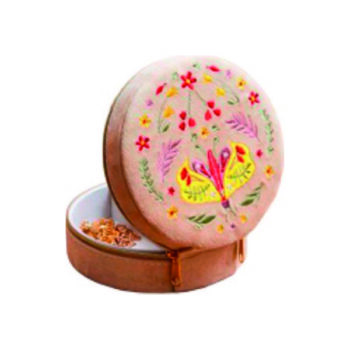 Joyero Redondo Mariposa Beige