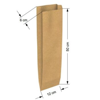 Bolsa Pan Kraft Tamaño "2 Barra" 12+6x50 cm