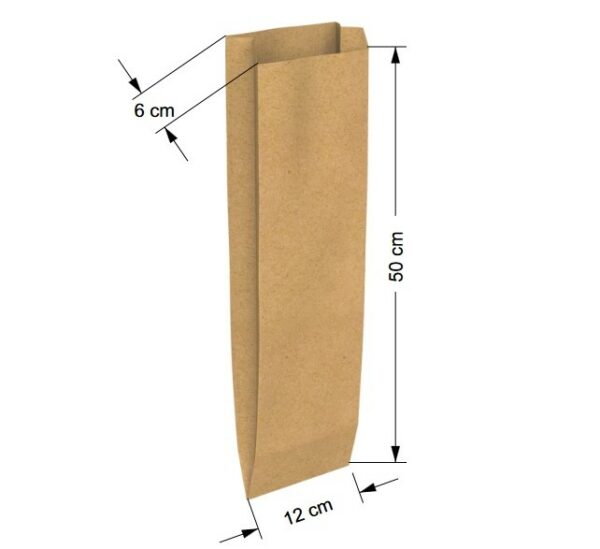Bolsa Pan Kraft Tamaño "2 Barra" 12+6x50 cm