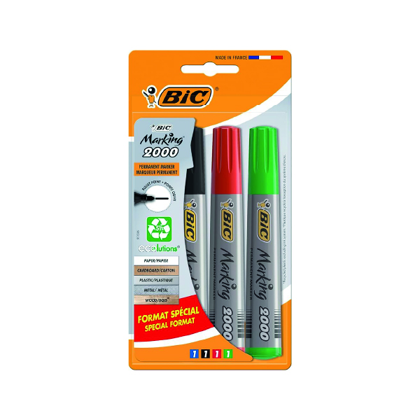 1-100 Marcadores Permanentes Bic Color Azul, Verde, Negro y Rojo