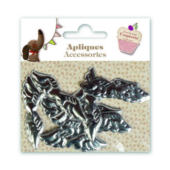 Apliques Accesorios Alas Plateadas