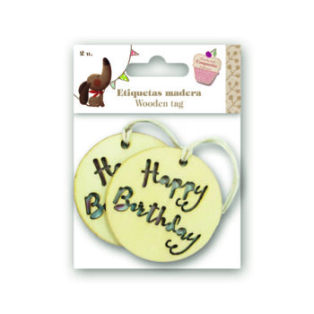 Etiquetas de Madera Feliz Cumpleaños