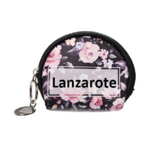 WNE001-BKLN Monedero Redondo Flowers Lanzarote Negro