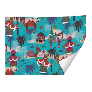 48211 25 Hojas Papel de Regalo en Pliego Navidad Reyes Magos