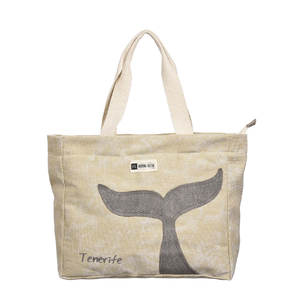 Bolso Playa 37x32 Ballena Tenerife Beige/Gris