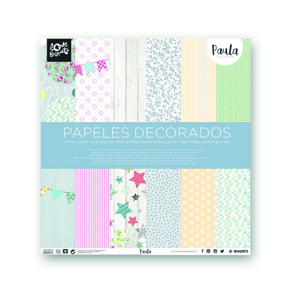 Papeles Decorados 12 Hojas 200 GR