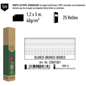 Mantel de Papel Adamasco Color Blanco