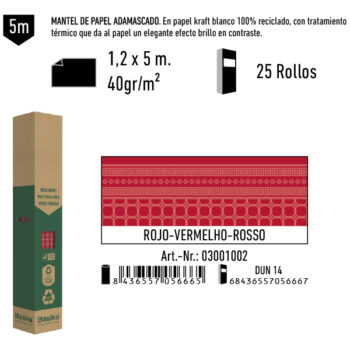 Mantel de Papel Adamasco Color Rojo
