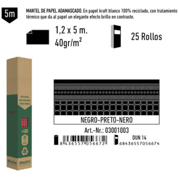 Mantel de Papel Adamasco Color Negro