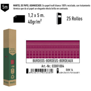 03001004 Mantel de Papel Adamasco Color Burdeos