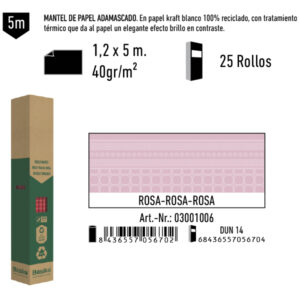 03001006 Mantel de Papel Adamasco Color Rosa