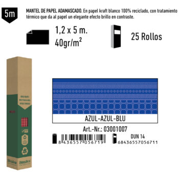 Mantel de Papel Adamasco Color Azul