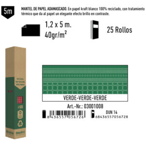 03001008 Mantel de Papel Adamasco Color Verde