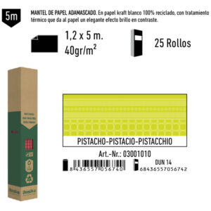 03001010 Mantel de Papel Adamasco Color Pistacho
