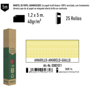 03001011 Mantel de Papel Adamasco Color Amarillo