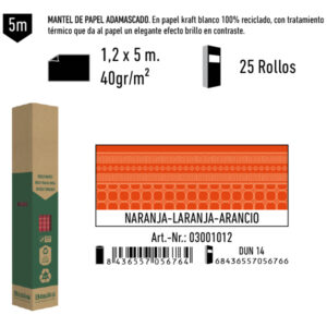 03001012 Mantel de Papel Adamasco Color Naranja