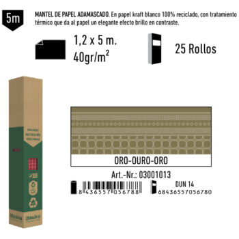 Mantel de Papel Adamasco Color Oro