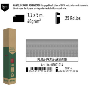 03001014 Mantel de Papel Adamasco Color Plata