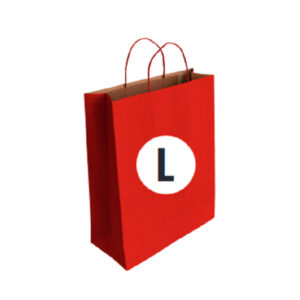 02103016 Bolsa Kraft Color Rojo Tamaño "L" 32+14x40 cm