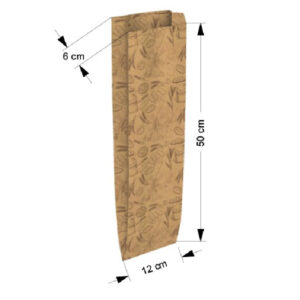 02108004 Bolsa Pan Kraft Decorado Tamaño "2 Barra" 12+6x50 cm