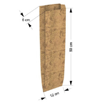 Bolsa Pan Kraft Decorado Tamaño "2 Barra" 12+6x50 cm