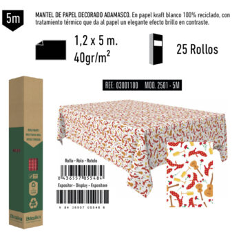 Mantel de Papel Decorado Adamasco Modelo Flamenco