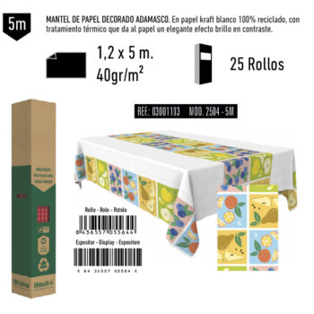 Mantel de Papel Decorado Adamasco Modelo Frutas
