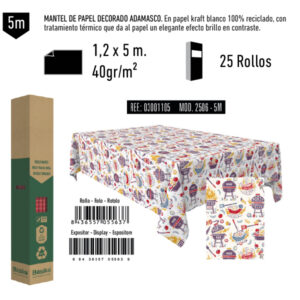 03001105 Mantel de Papel Decorado Adamasco Modelo Barbacoa