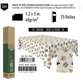 Mantel de Papel Decorado Adamasco Disney Modelo Mickey & Friends