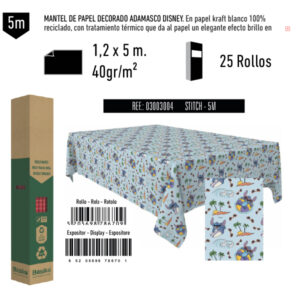 03003004 Mantel de Papel Decorado Adamasco Disney Modelo Stitch