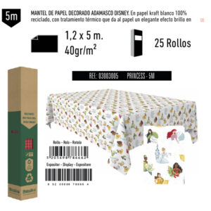03003005 Mantel de Papel Decorado Adamasco Disney Modelo Princess