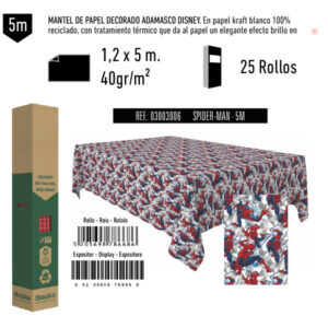 03003006 Mantel de Papel Decorado Adamasco Disney Modelo Spiderman