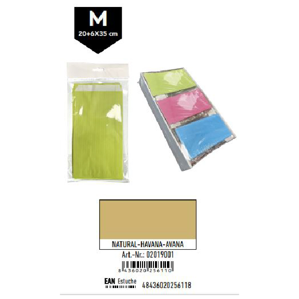 Pack 12 Sobres Kraft Tamaño "M" 20+6x35 cm